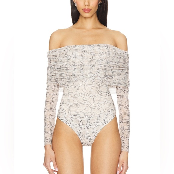 AFRM Revolve Maxine Bodysuit in Lace Plaid - Picture 2 of 5